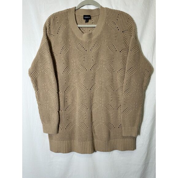 Torrid Women's Pointelle V-Neck Long Sleeve Oversized Sweater, Size (1) M - Picture 1 of 3